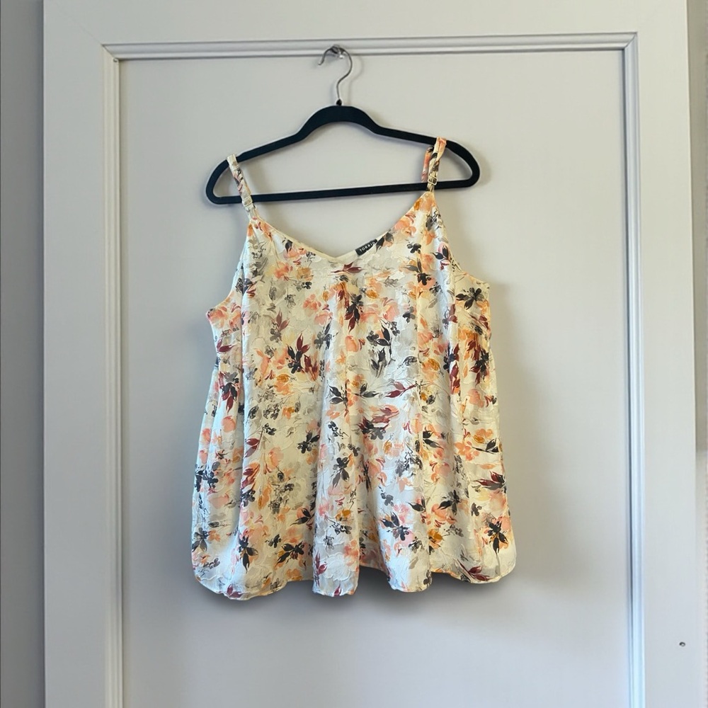 Torrid Floral Chiffon Tank Top Size 1 (1X 14/16) Blush Cami